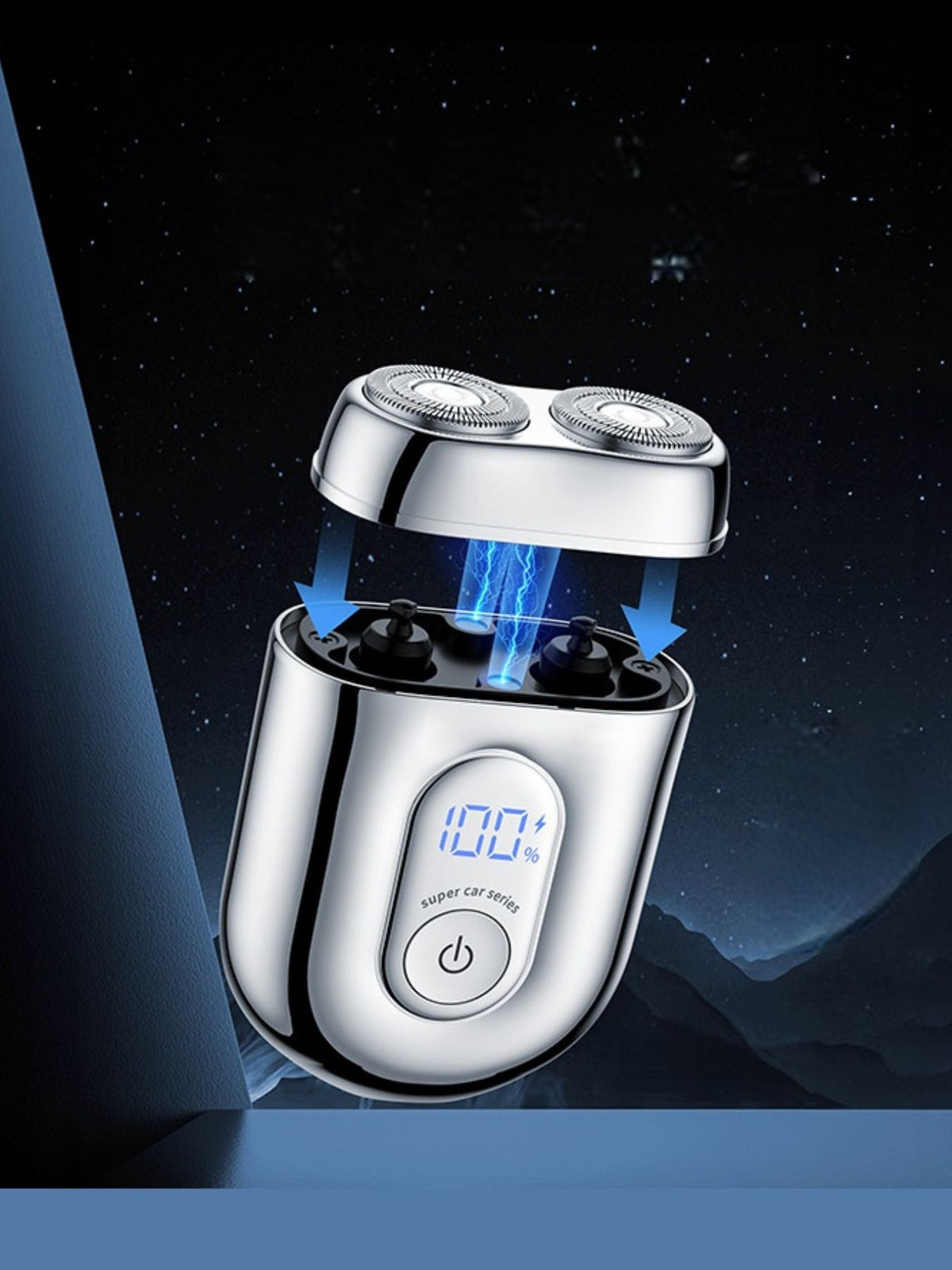 Rechargeable mini shaver angled view
