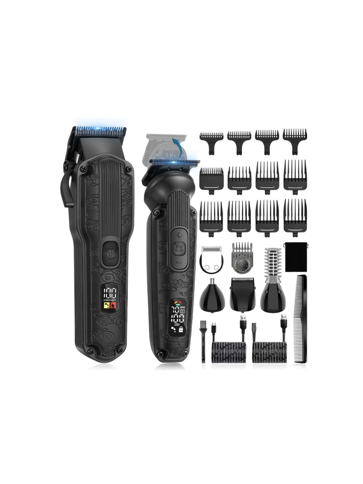 LED display hair clipper full kit overview