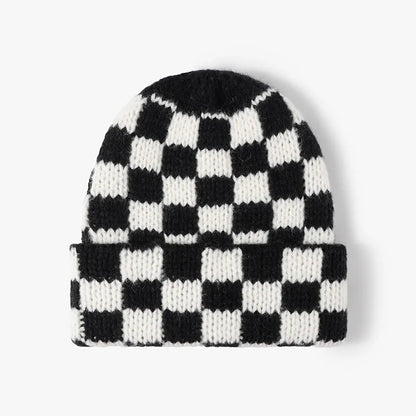 Thermal Checkered Hat Black One Size - Fashorio