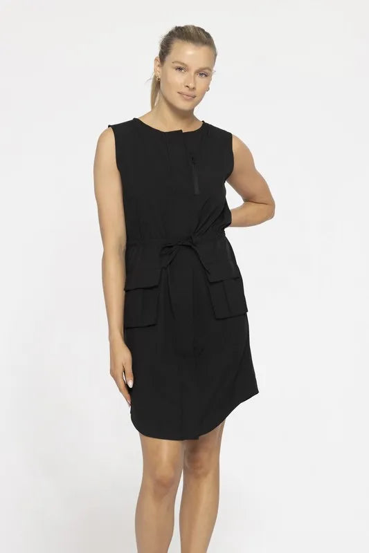 Versatile Drawstring Waist Tank Dress back view