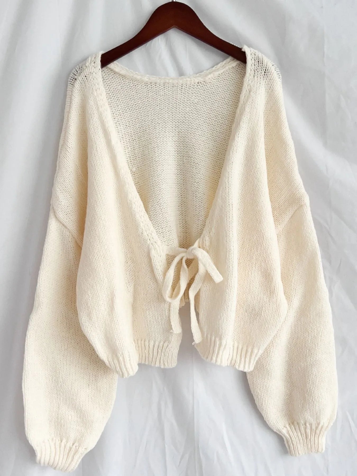 Tied Drop Shoulder Cardigan - Fashorio
