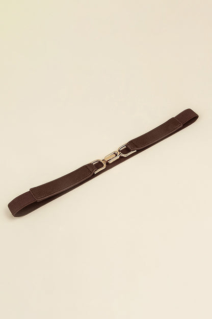 Alloy Buckle Elastic Belt Mocha One Size - Fashorio