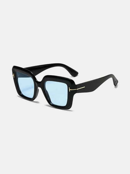 Polycarbonate Frame Square Sunglasses Pastel Blue One Size - Fashorio