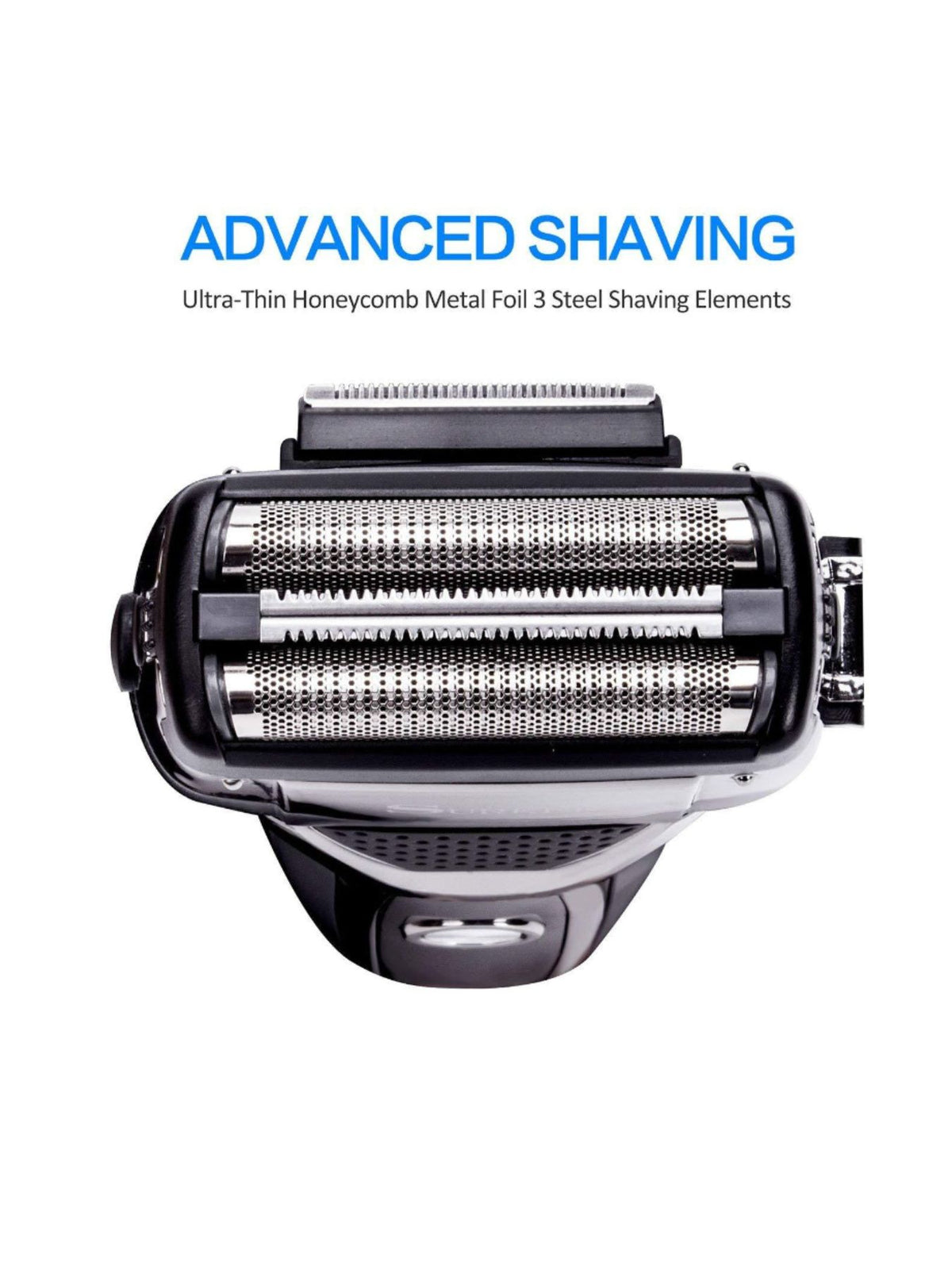 Electric shaver top view of head
