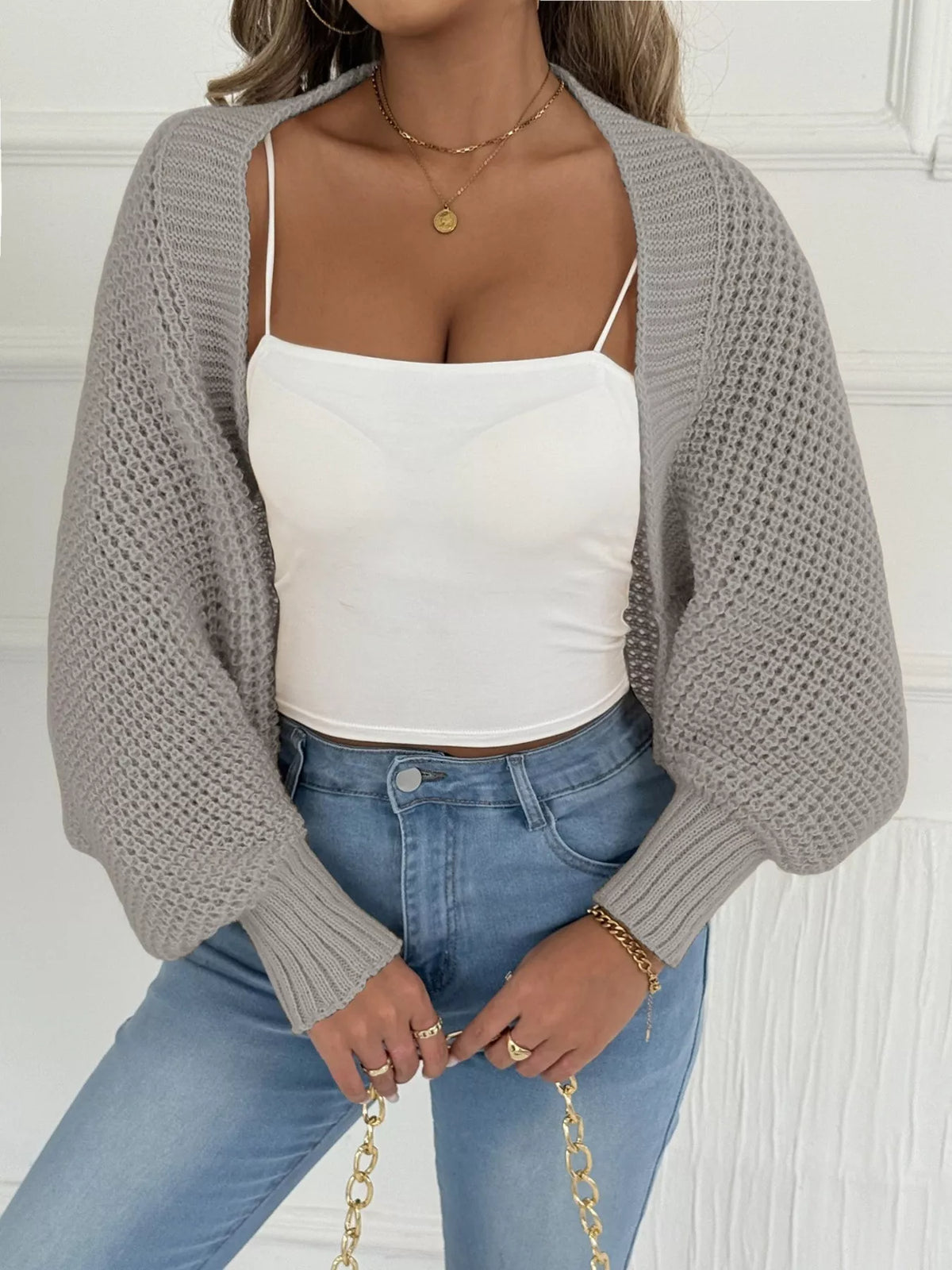 Open front batwing sleeve cardigan, bright color