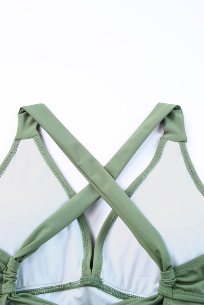 Tie Back Sleeveless Swim Dress and Bottoms Set - Fashorio