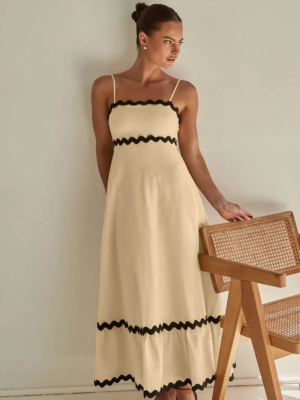 simple spaghetti strap maxi dress front view