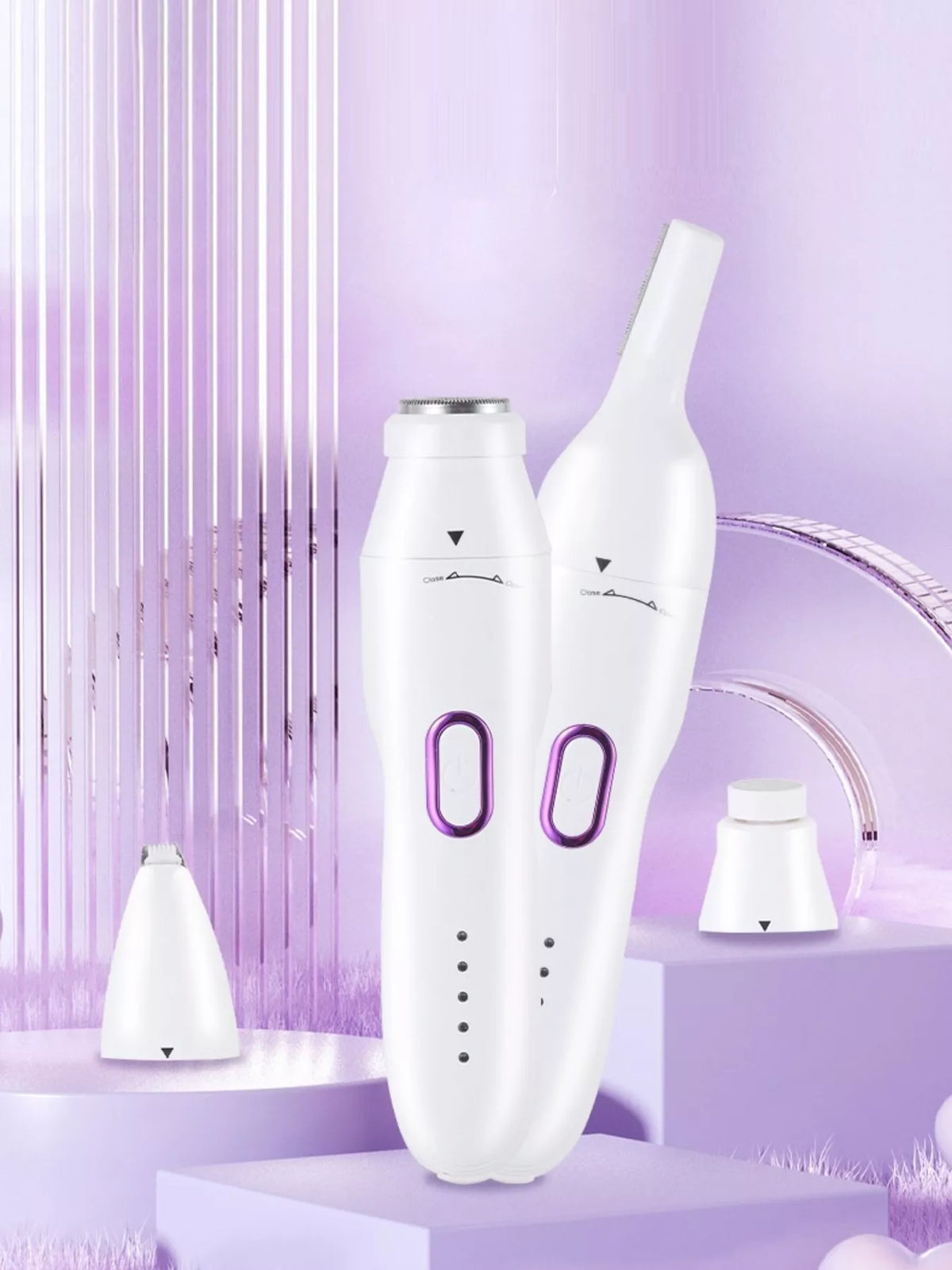 White 5 in 1 hair trimmer grooming kit front view