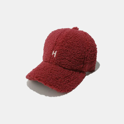 Sherpa Letter H Embroidered Cap Burgundy One Size - Fashorio
