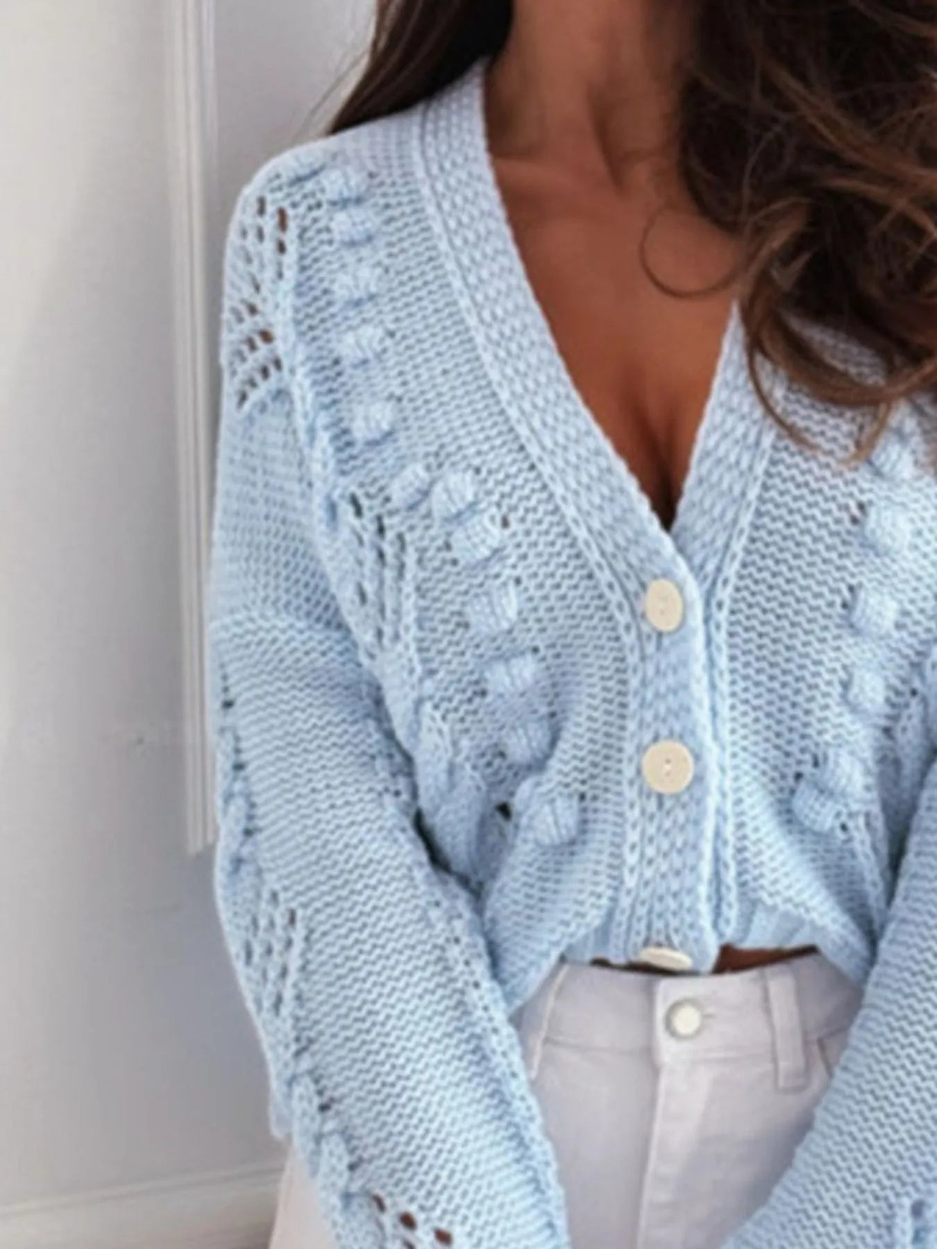 Button Up V-Neck Cardigan - Fashorio