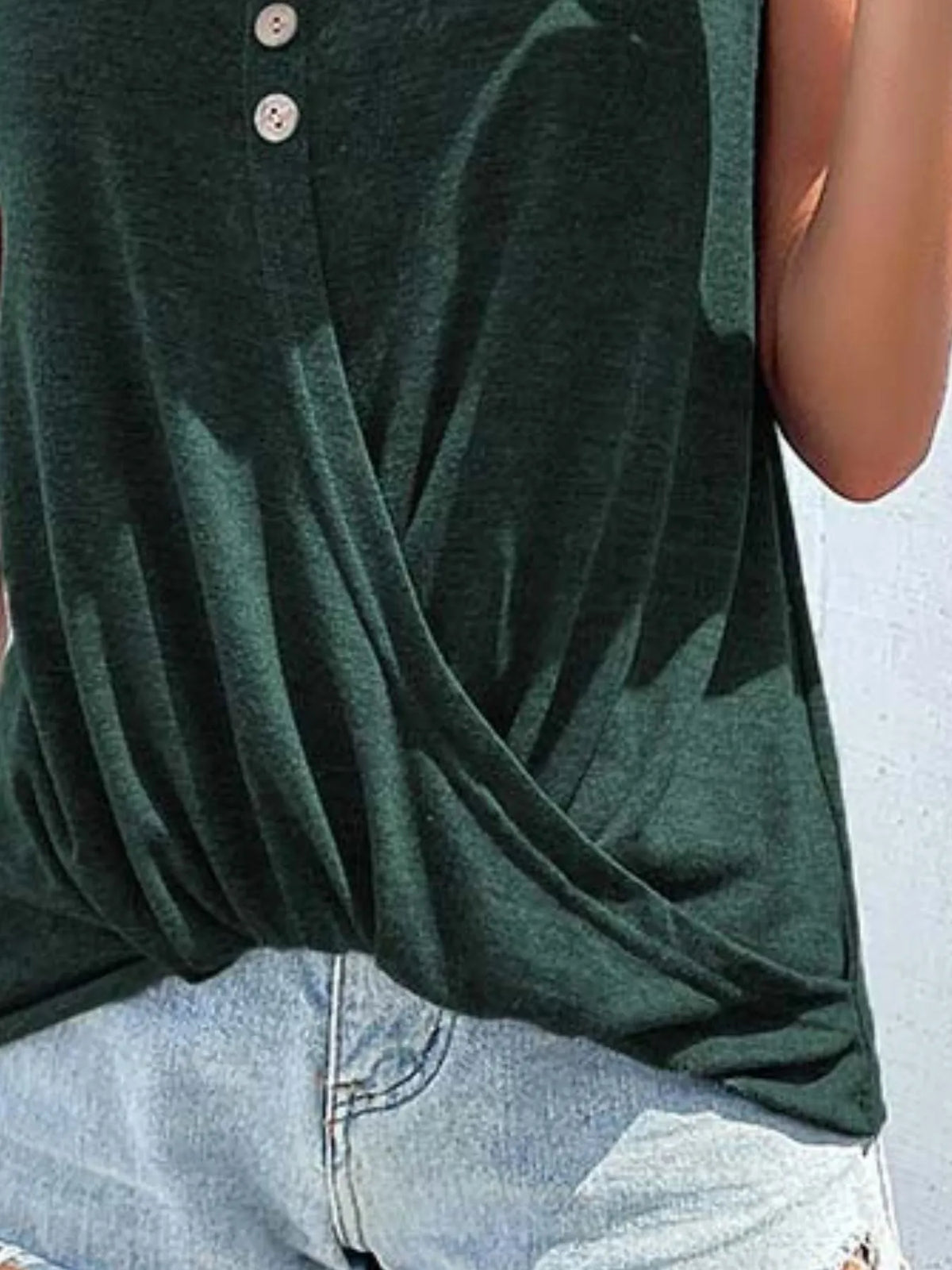 Plus size button detail tank top full look