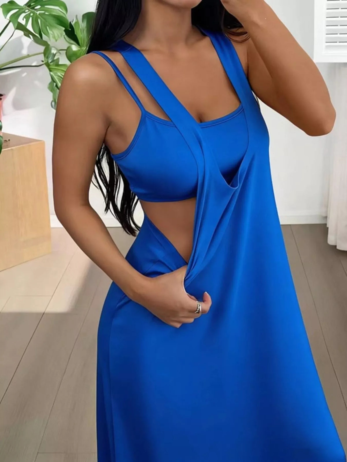 Scoop Neck Cami and Maxi Dress Two Piece Set, view 13