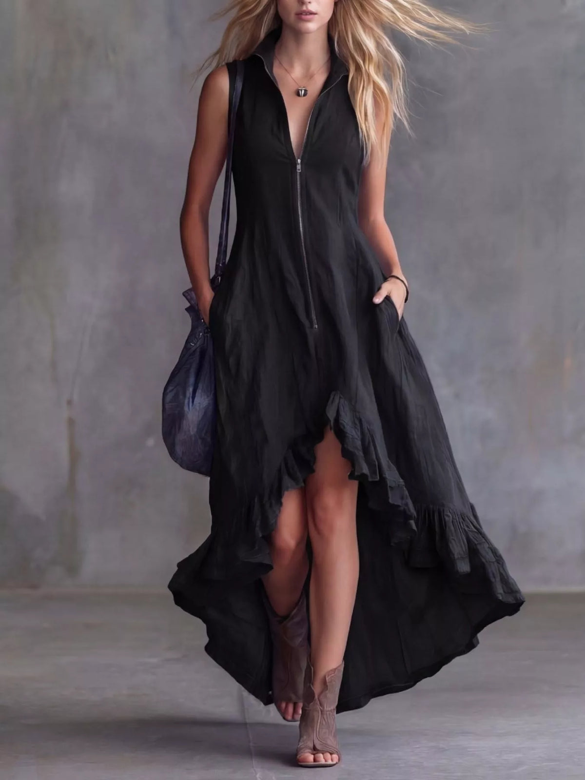 High low dress side hem movement