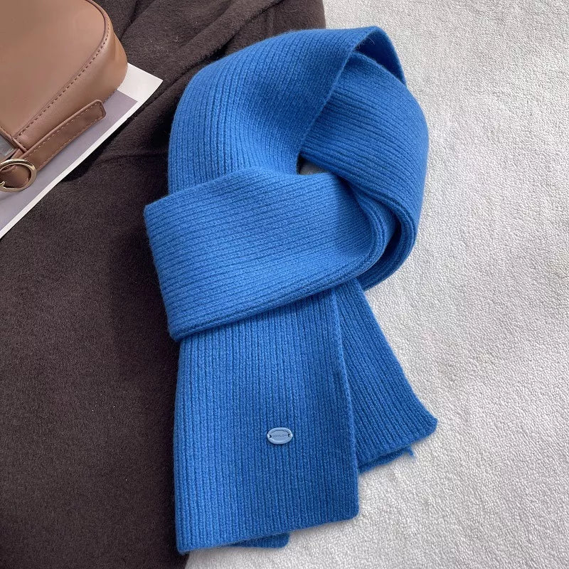 Detail of the soft wool knit finish on the scarf
