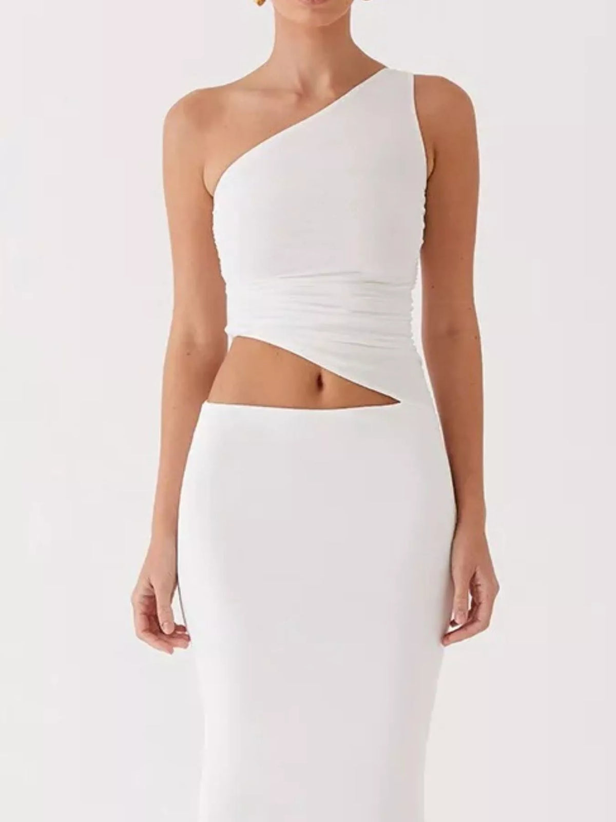 Womens one shoulder maxi set look