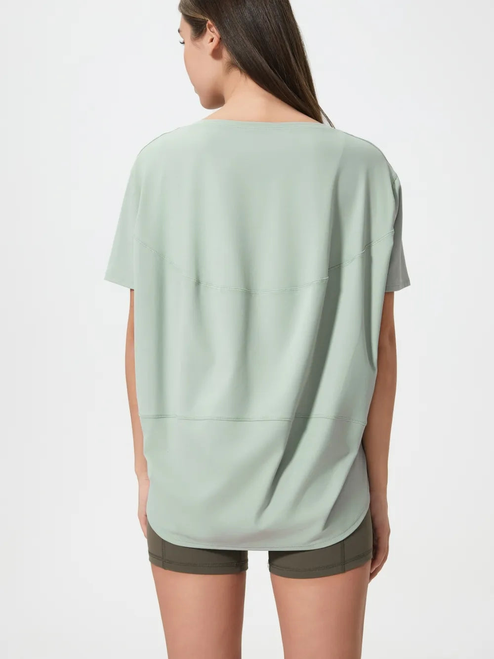 Round neck short sleeve active t-shirt angled view