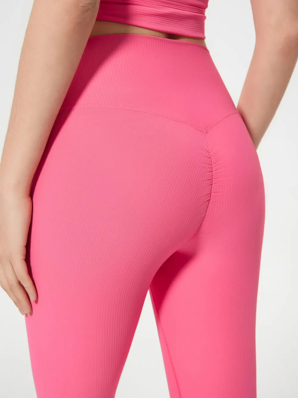 High waist stretch active shorts angled view
