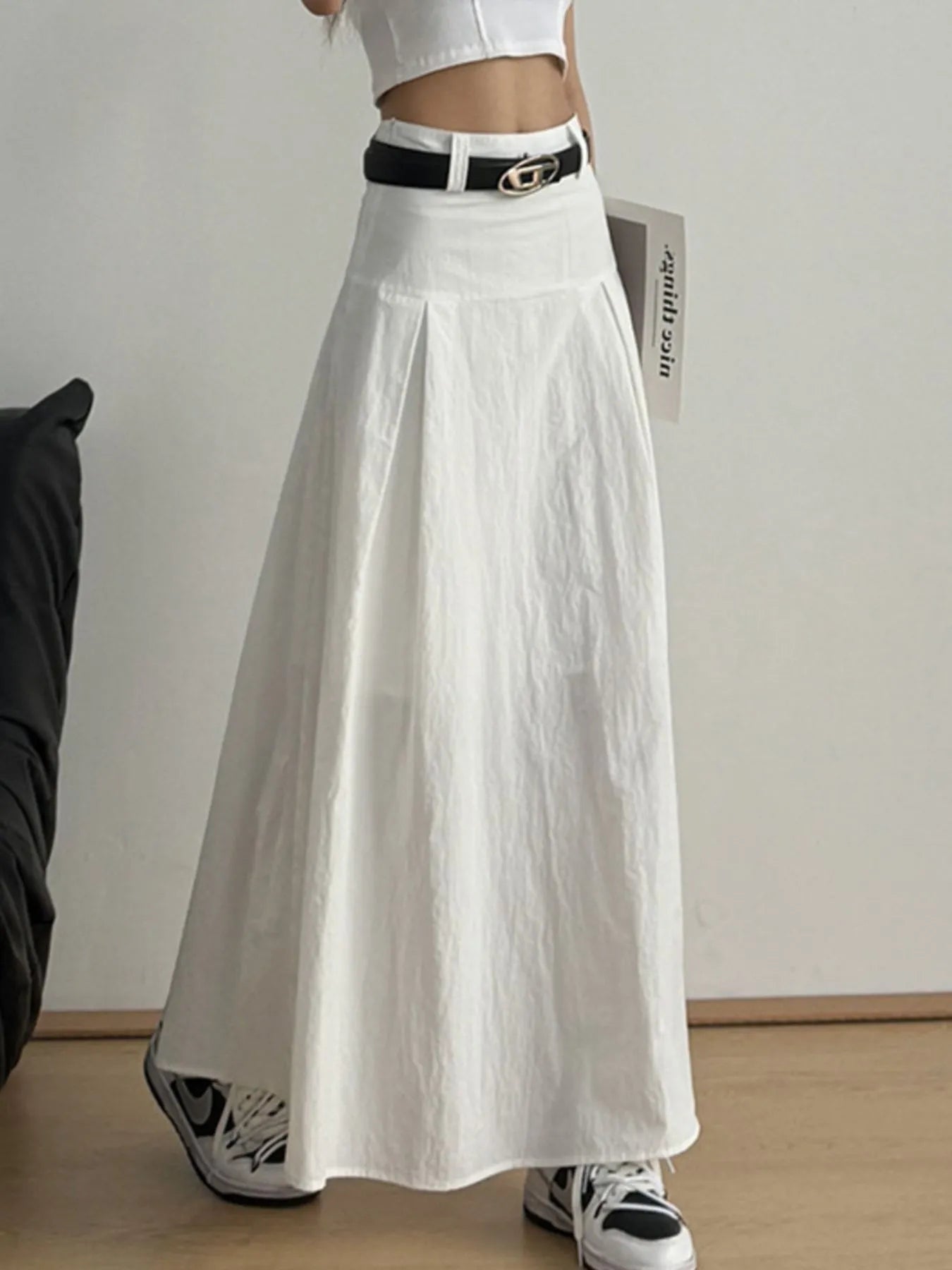 High Waist A-Line Maxi Skirt - Fashorio