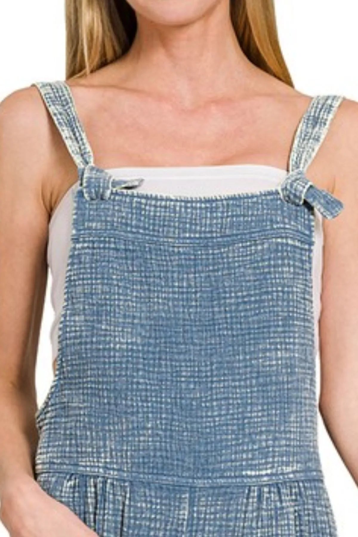 Woven Double Gauze Acid Washed Romper back view