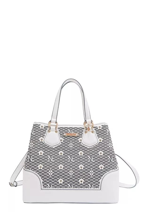 Monogram Pattern Handbag with Rhinestones Decor view 16