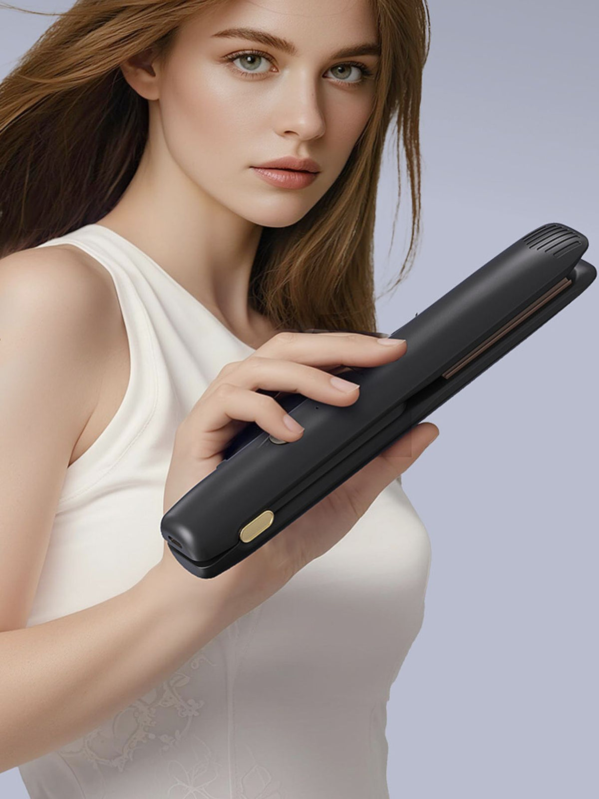 Fast heating cordless hair straightener in black