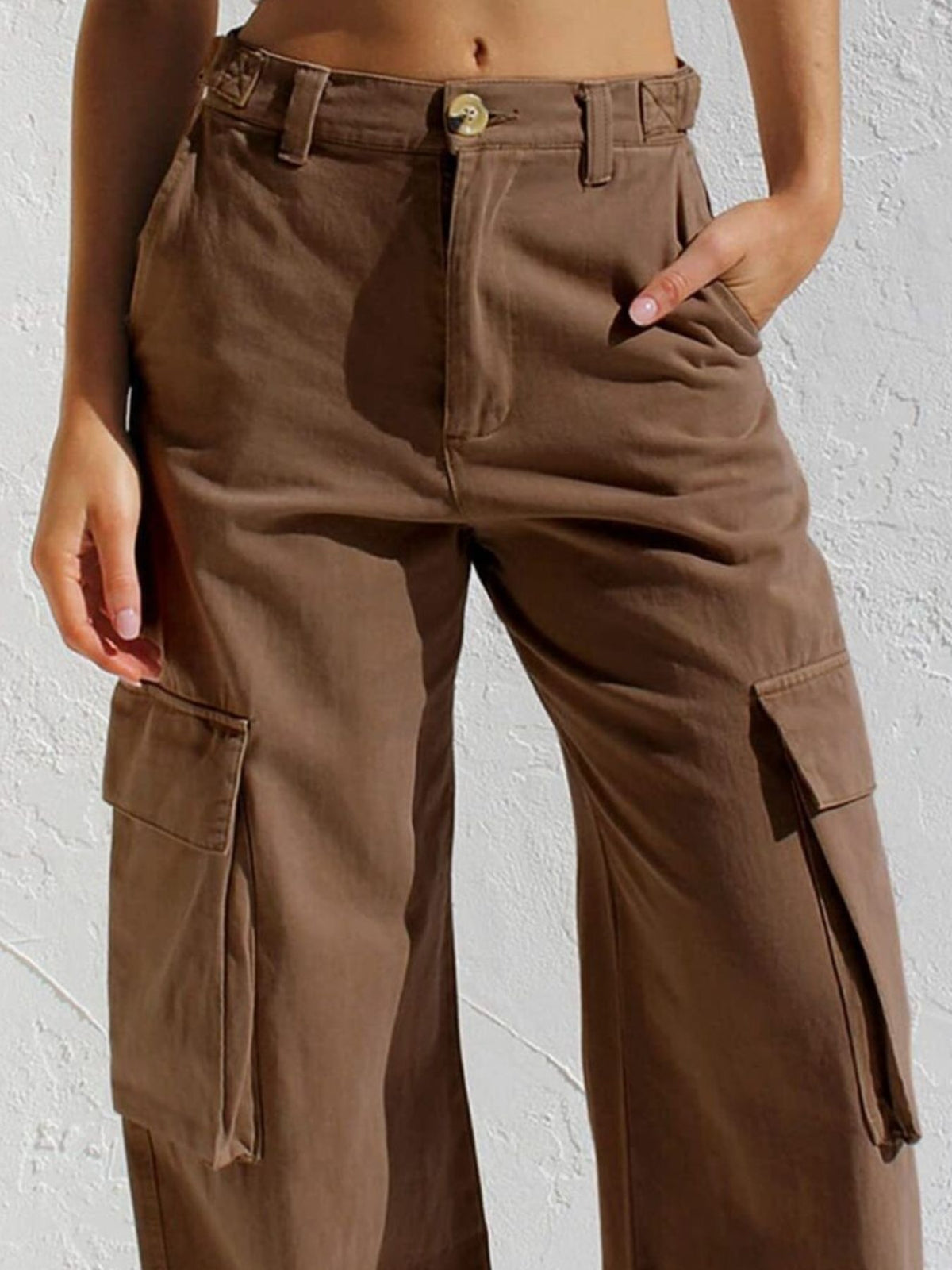 High Waist Wide Leg Cargo Jeans, view 11