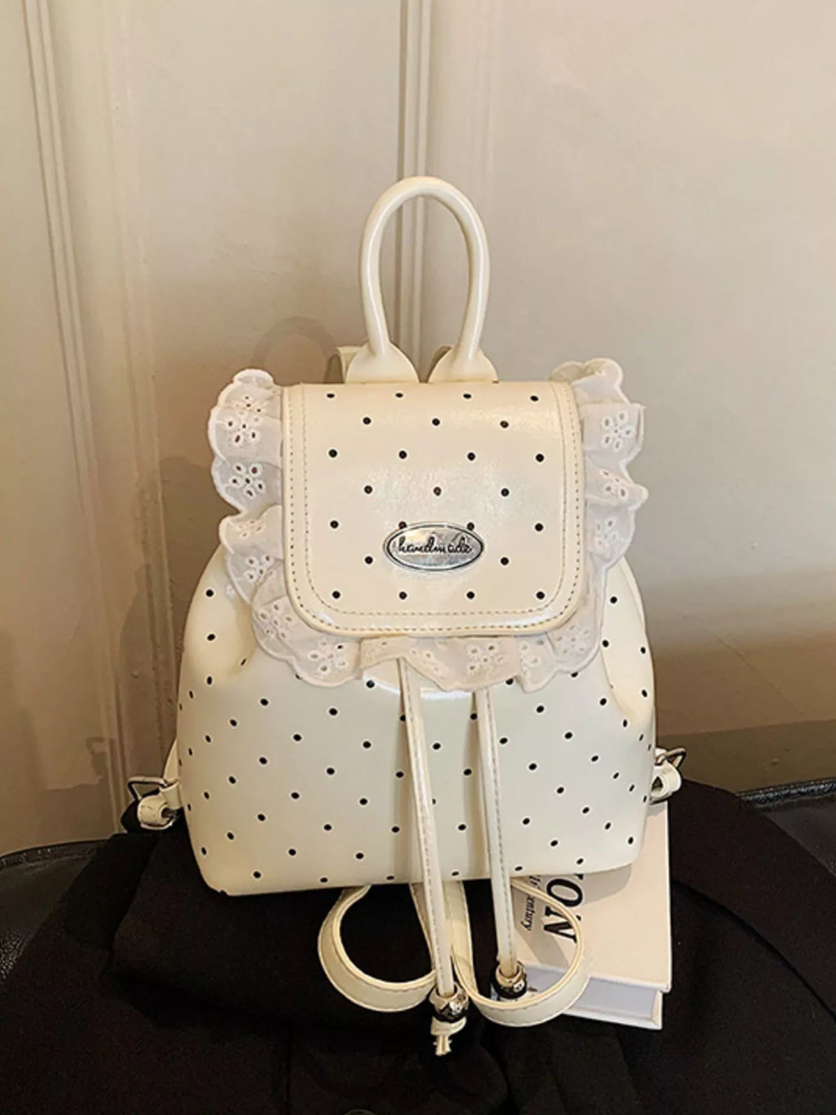 Mini PU leather backpack interior view