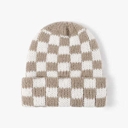 Thermal Checkered Hat White One Size - Fashorio