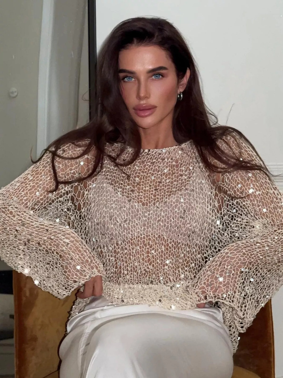 Sequin knit cover up sparkle detail