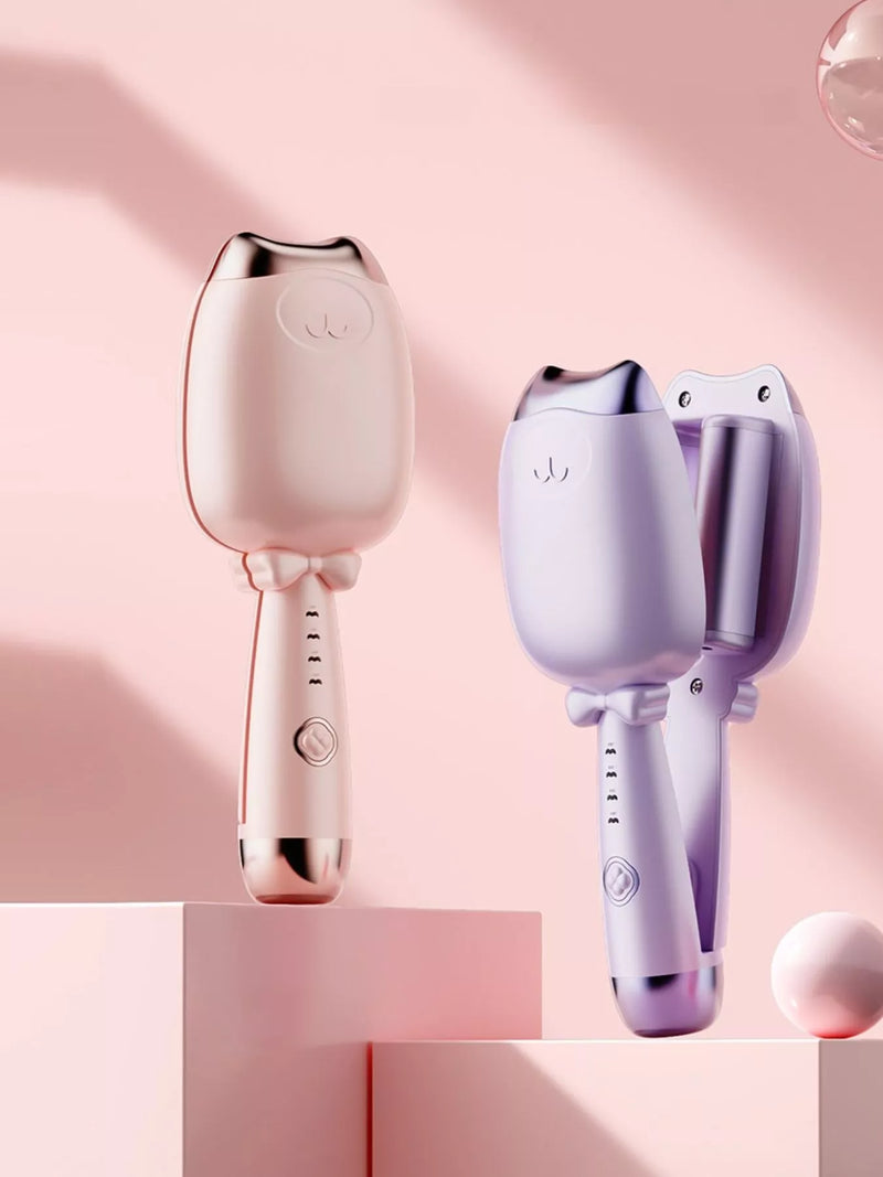 Blush pink cat paw curling iron front view