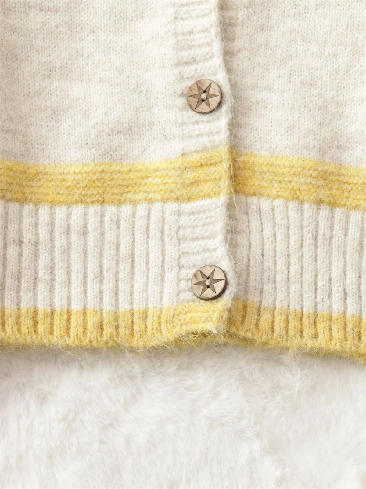 striped cardigan close up knit detail