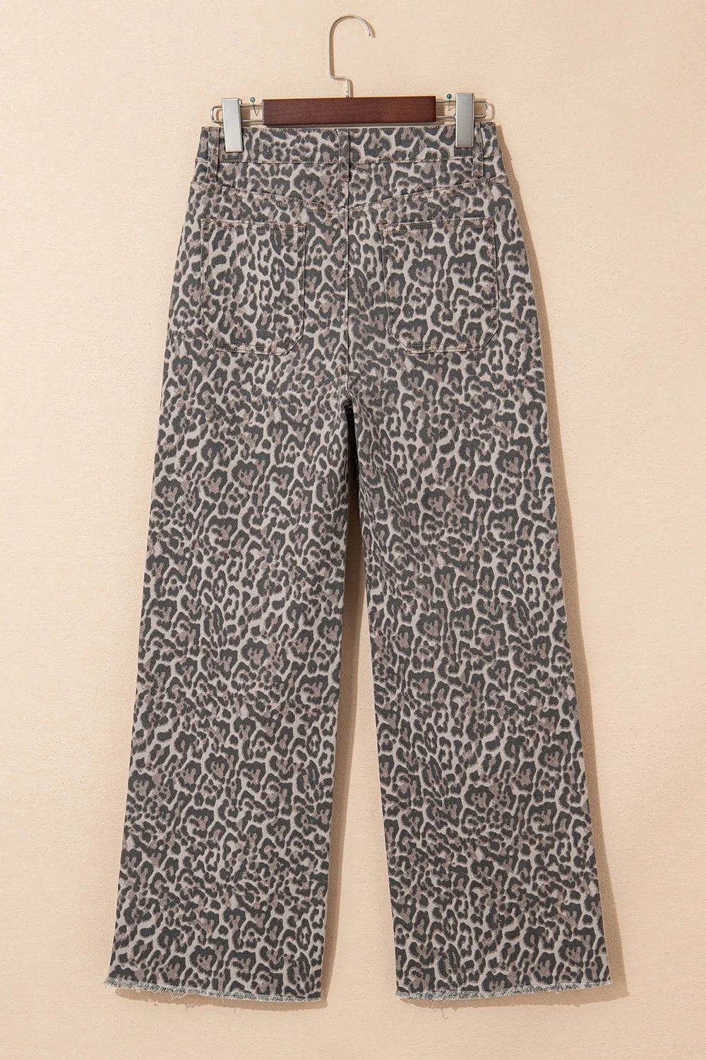 Leopard wide leg jeans back view
