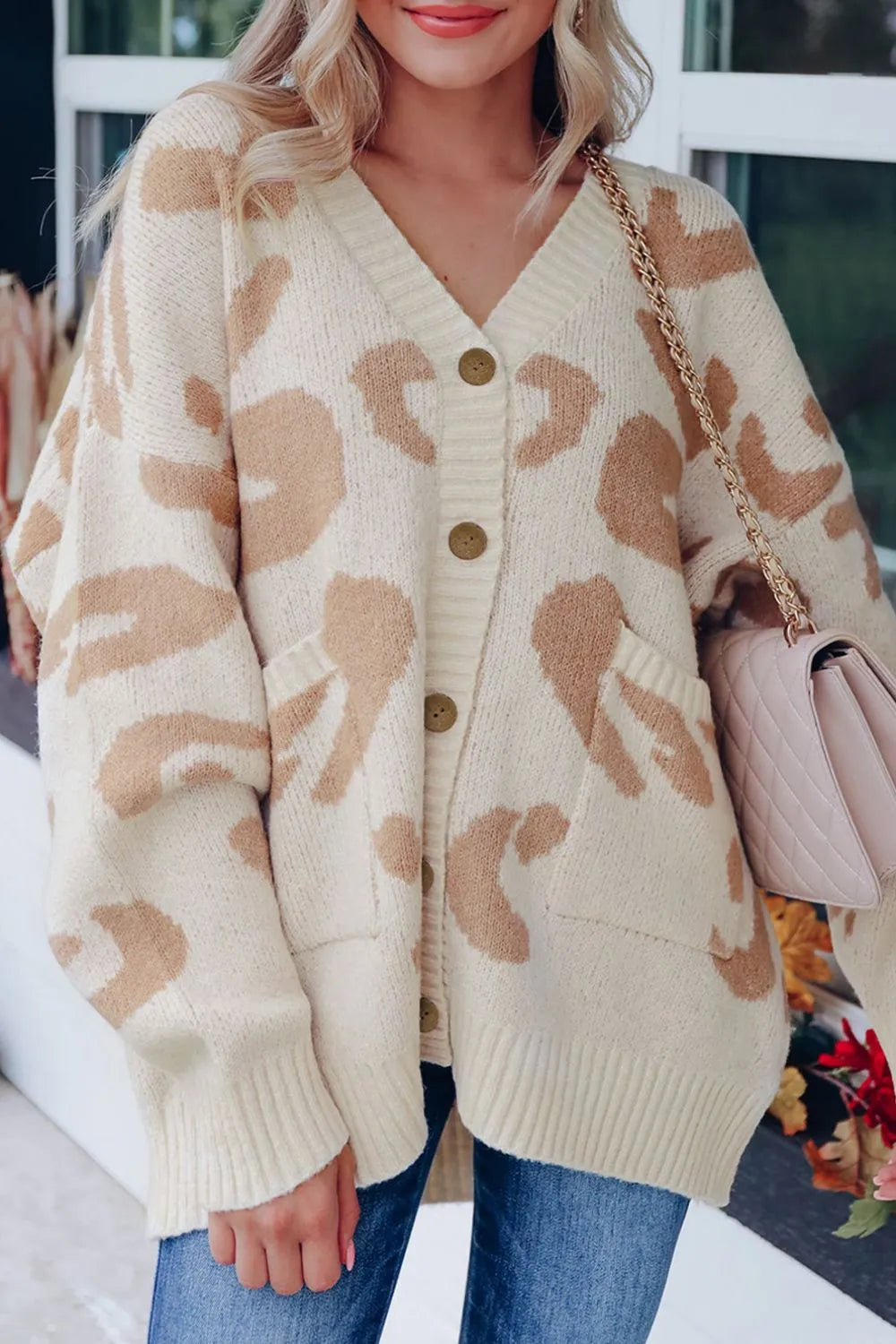 Leopard V Neck Button Down Cardigan - Fashorio