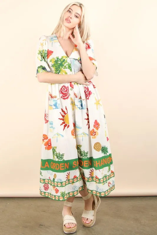 Button Down Printed Midi Dress detail