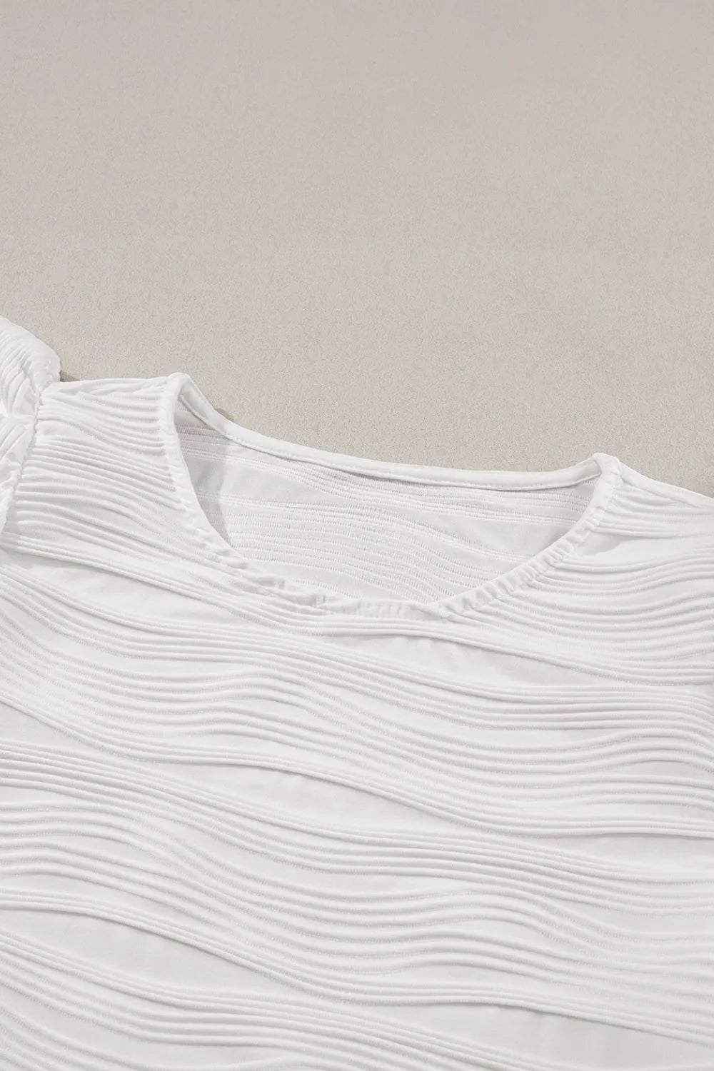 Ruffled Round Neck Textured Top - Fashorio