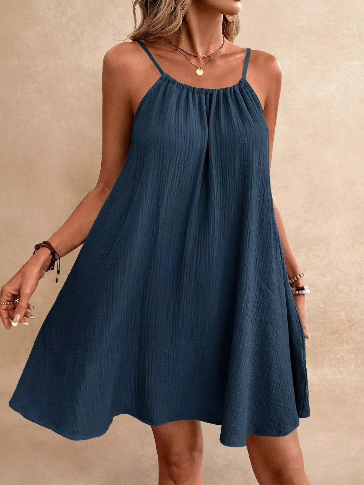 Gauze dress full outfit beach styling view