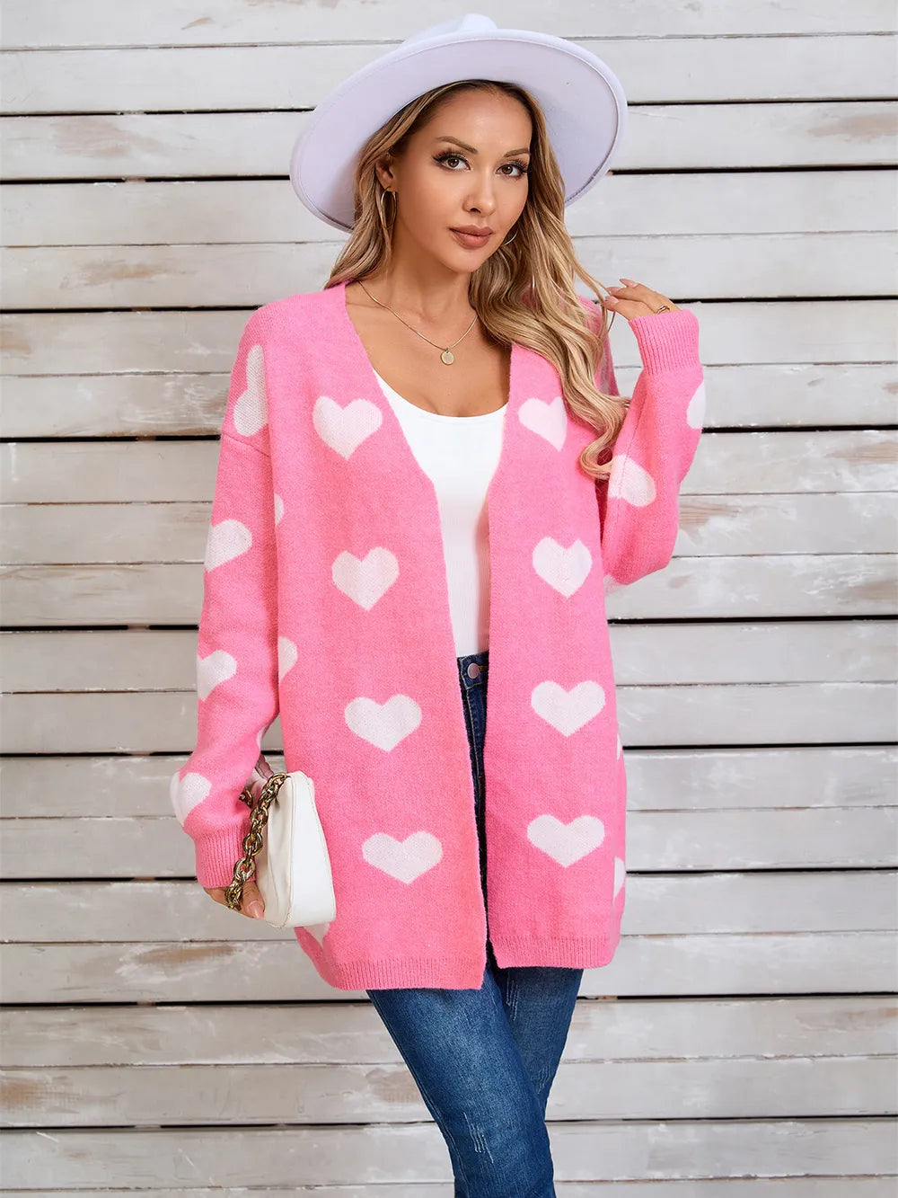 Angel Wings Heart Open Front Long Sleeve Cardigan - Fashorio