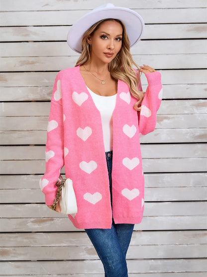 Angel Wings Heart Open Front Long Sleeve Cardigan - Fashorio