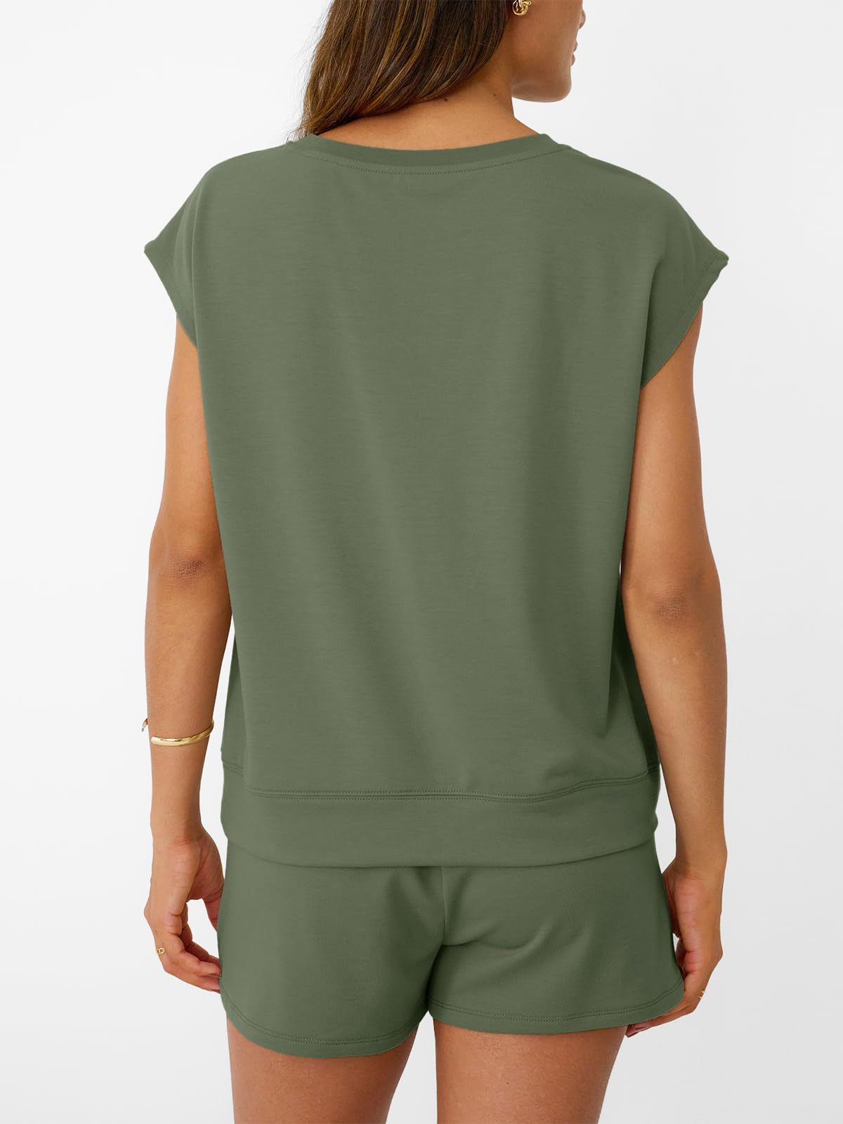 Round Neck Cap Sleeve Top and Shorts Set, view 21