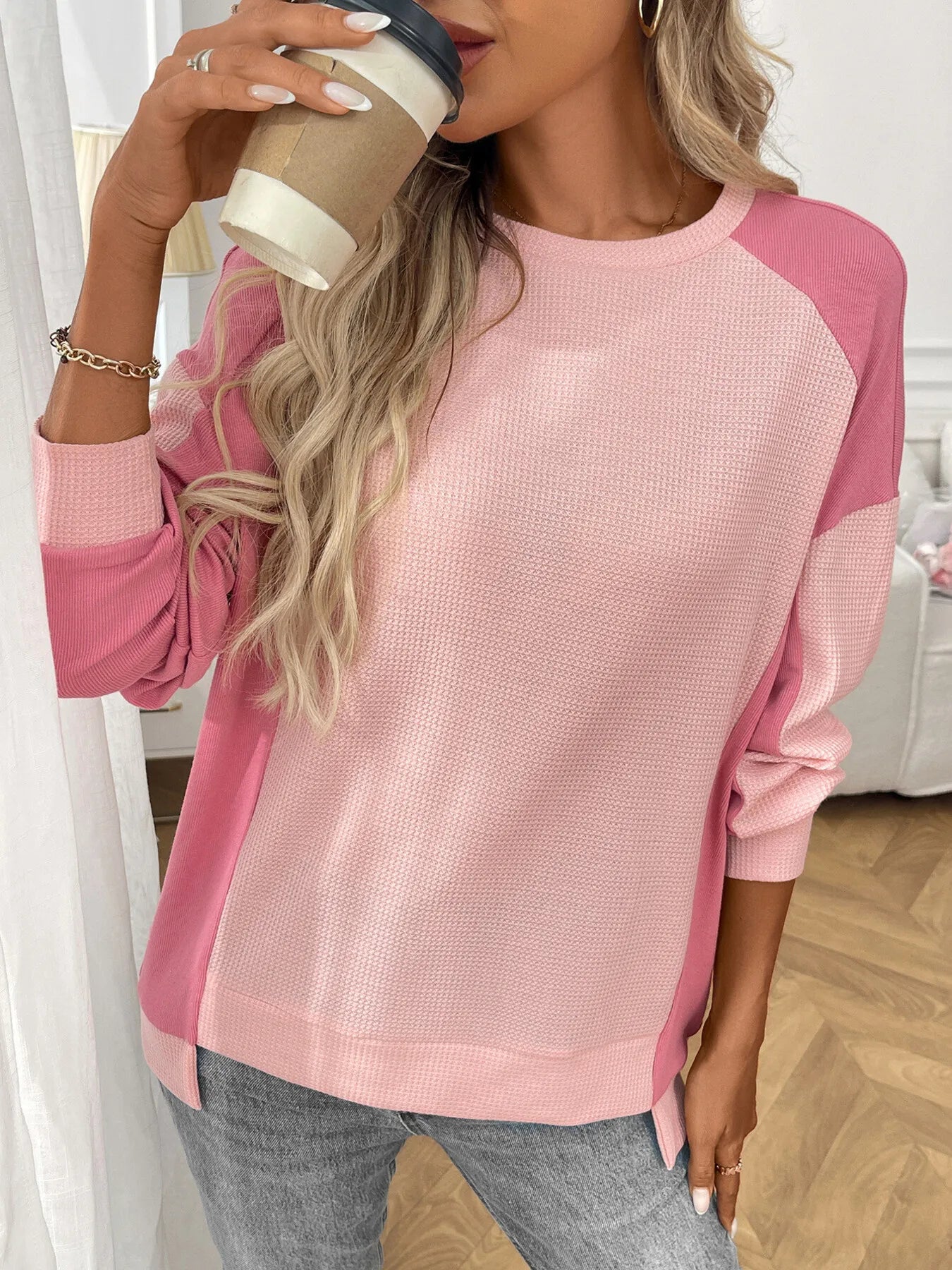 Color Block Long Sleeve Sweatshirt - Fashorio