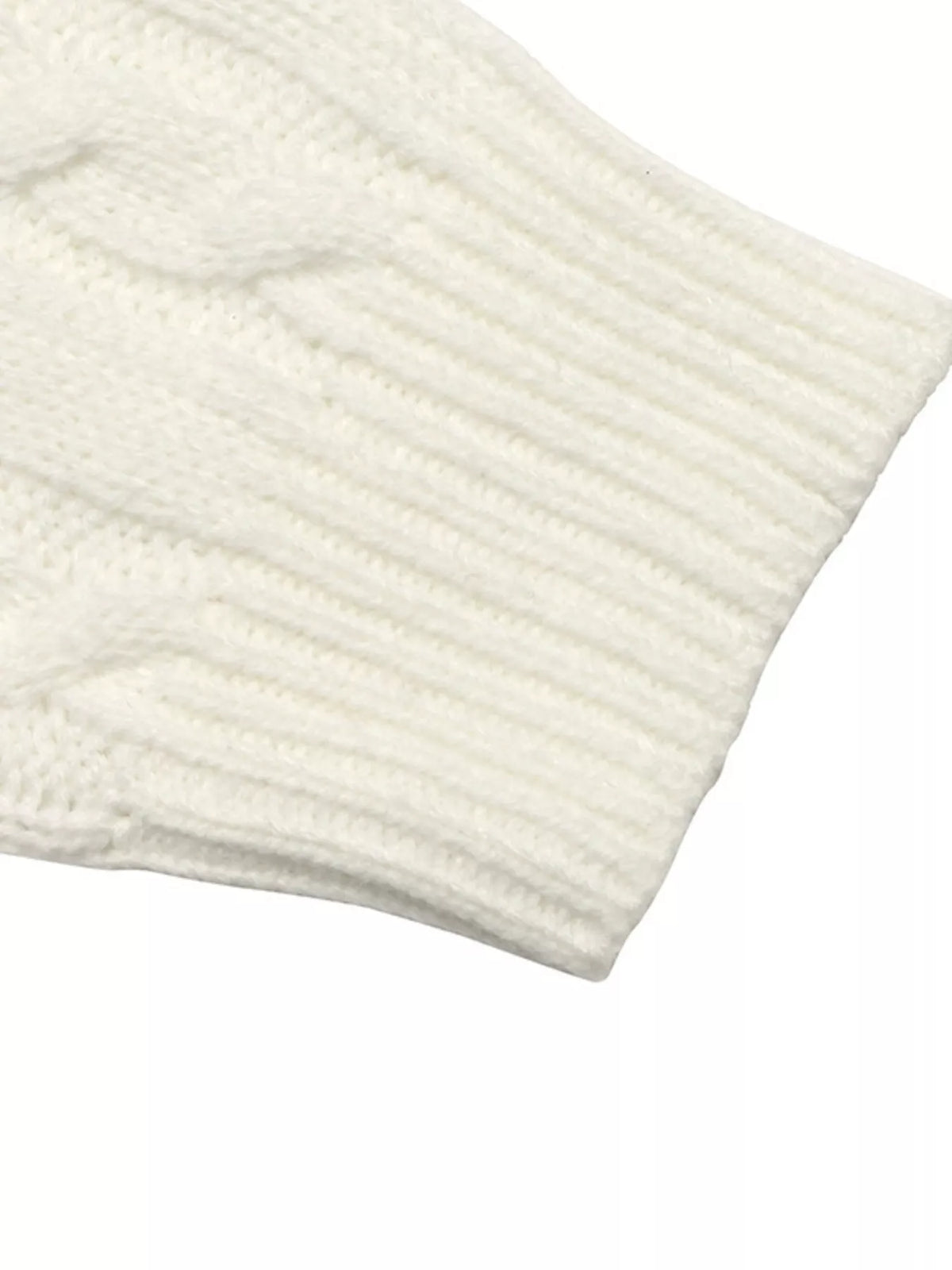 Cable Knit Long Sleeve Sweater in White view 8