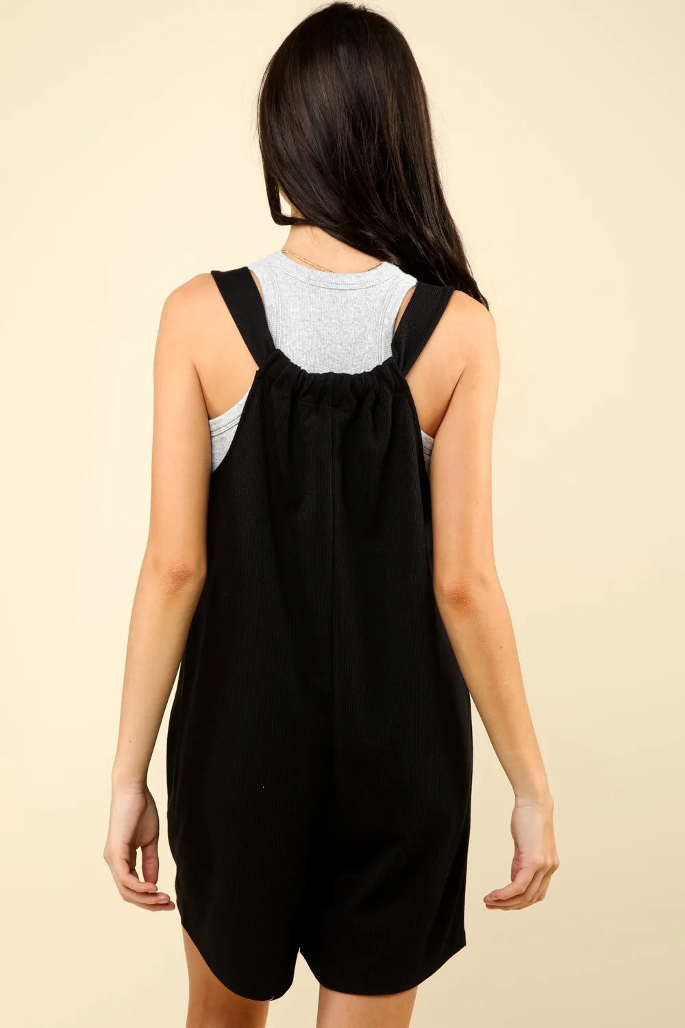 Tie Shoulder Front Pocket Romper back view