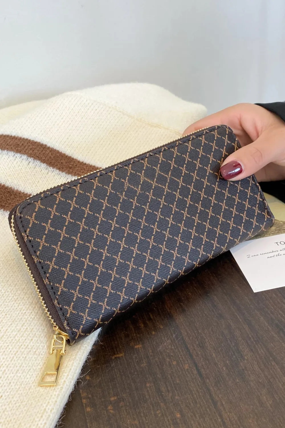 PU Leather Plaid Wallet - Fashorio