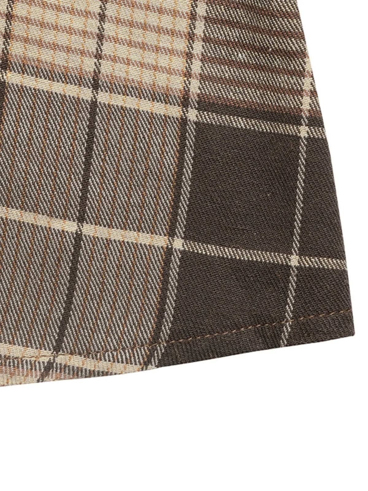 Plaid Button Front Long Sleeve Dress in Brown view 9