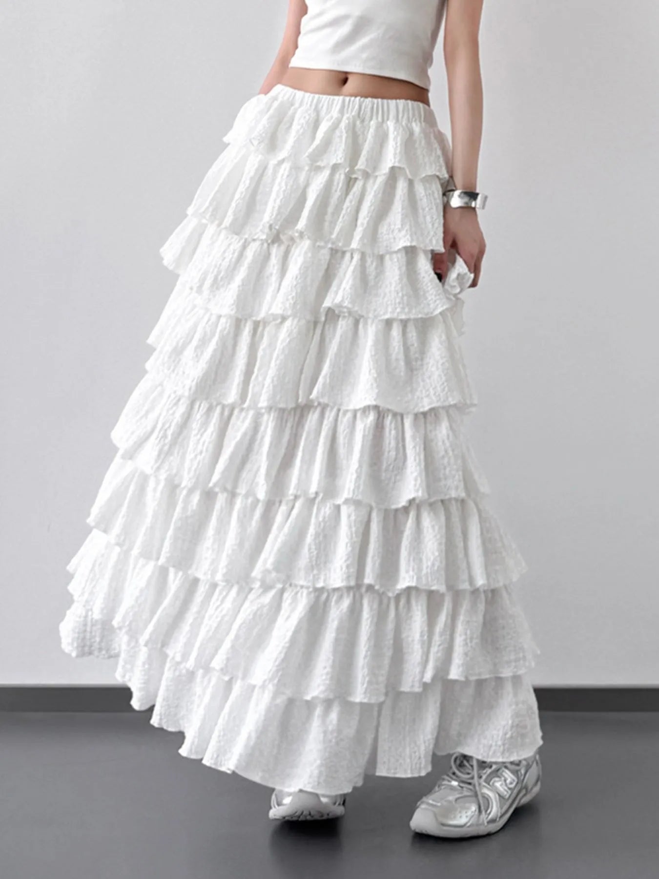 Ruffle Layered Maxi Skirt - Fashorio