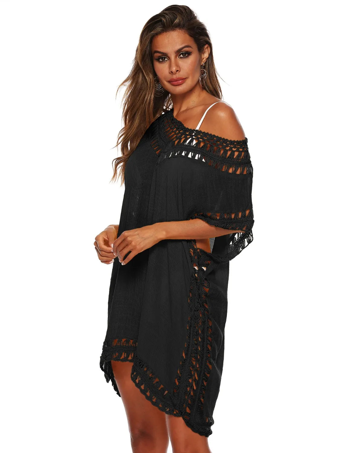 Bohemian Crochet Trim Beach Cover Up Dress - Fashorio