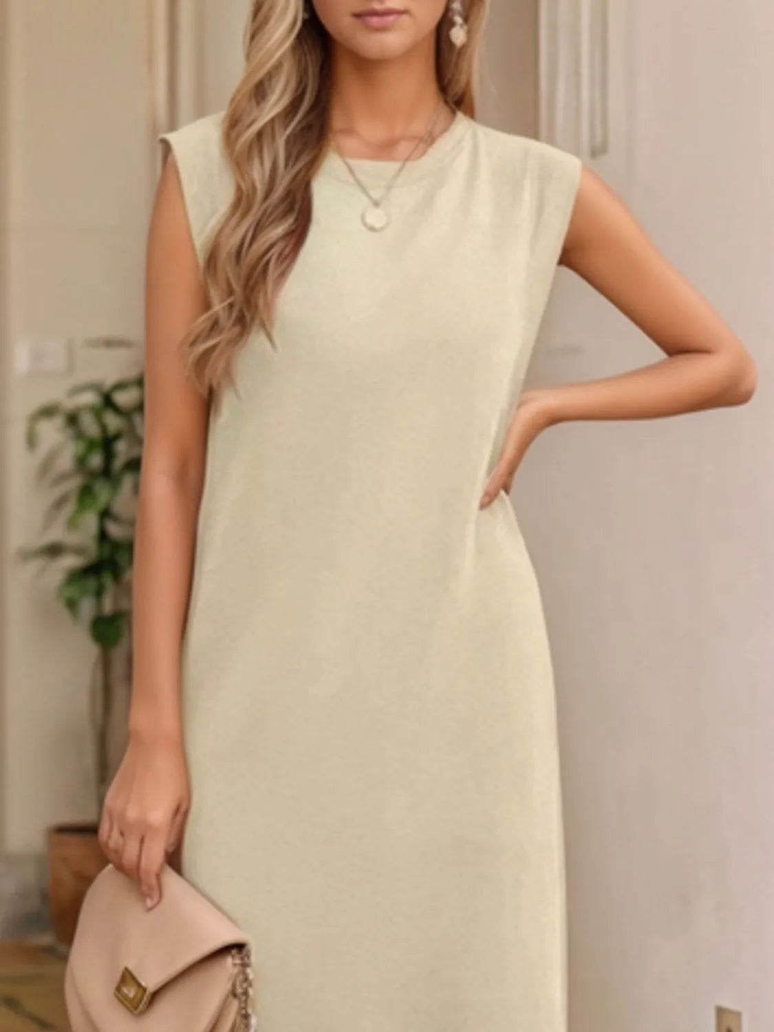 Slit Round Neck Sleeveless Maxi Tank Dress detail view 14