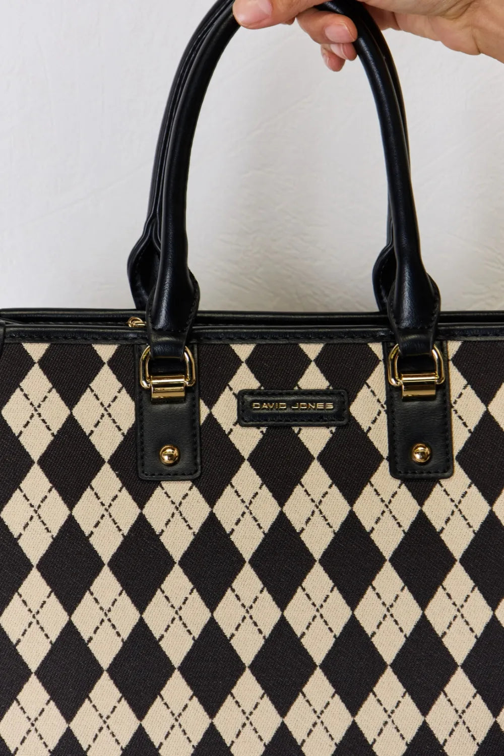 David Jones Argyle Pattern PU Leather Handbag - Fashorio