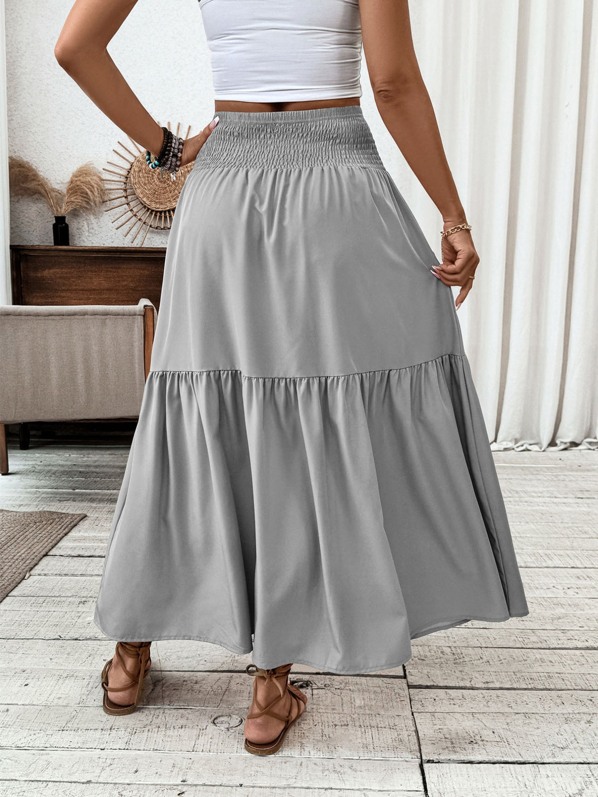 Skirt movement shown as the model walks