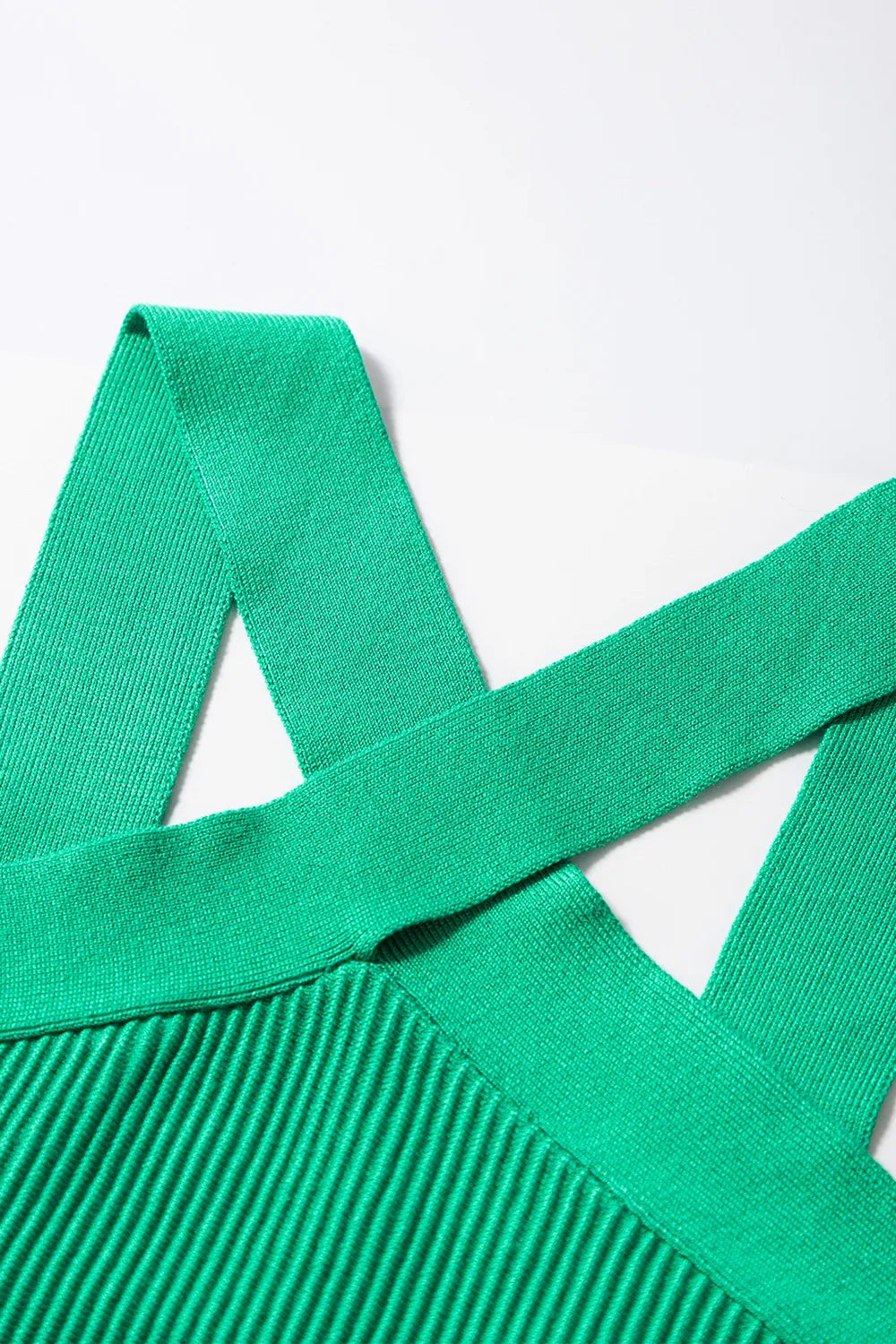 Ribbed Criss Cross Halter Sweater Tank in Green view 9